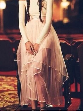 NWT Free People Keep Me Tutu Tulle Maxi Skirt in Shell Light Pink Size 10